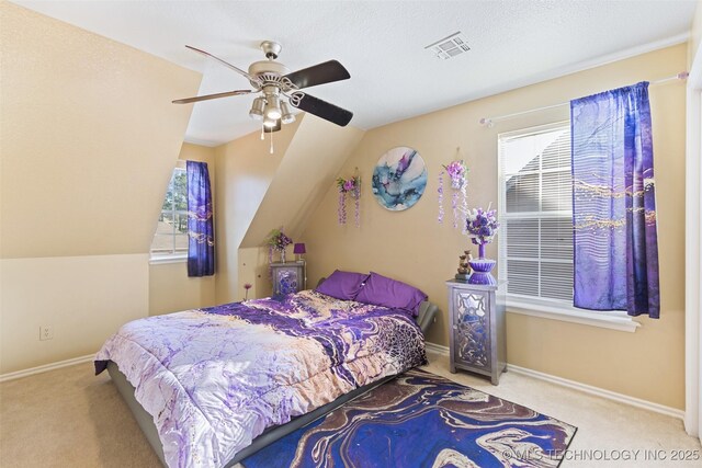 5446 E 88th St, Tulsa, OK 74137 - carpeted bedroom with lofted ceiling, a ceiling fan, and baseboards