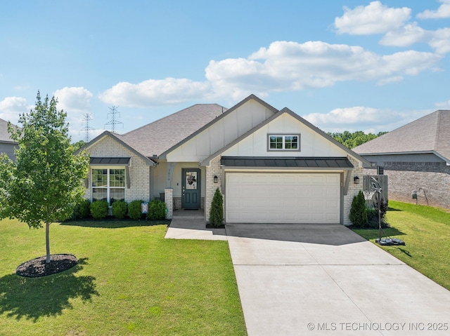 3854 E 144th St S, Bixby, OK 74008 - view of front of property featuring an attached garage, concrete driveway, a front yard, and brick siding