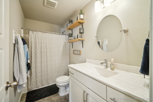3854 E 144th St S, Bixby, OK 74008 - full bath with toilet, vanity, tile patterned floors, and a shower with curtain