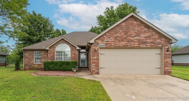 29901 E 137th Pl, Coweta, OK 74429 - single story home featuring brick siding, driveway, an attached garage, and a front lawn
