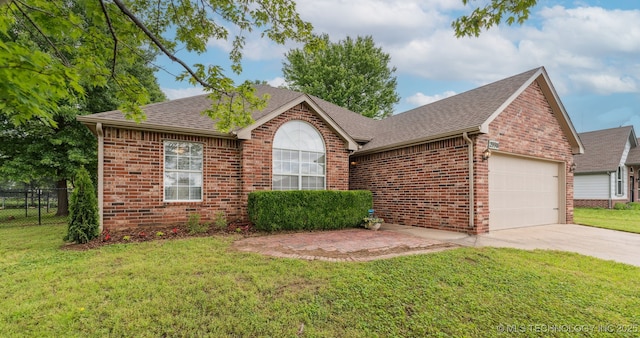29901 E 137th Pl, Coweta, OK 74429 - ranch-style house with brick siding, a shingled roof, an attached garage, and concrete driveway