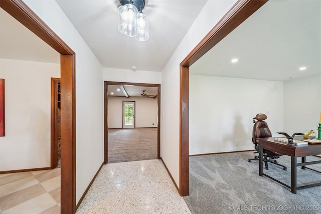 6123 E 53rd St, Tulsa, OK 74135 - home office featuring ceiling fan and recessed lighting