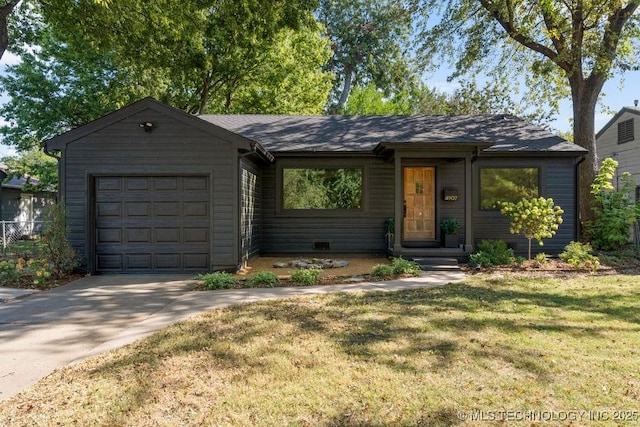 4907 S Boston Ave, Tulsa, OK 74105 - ranch-style home with an attached garage, a front lawn, and driveway