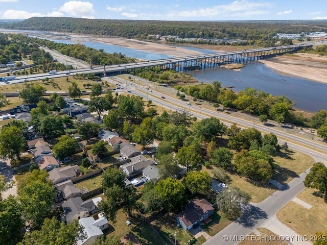 4907 S Boston Ave, Tulsa, OK 74105 - aerial overview of property's location with a notable bridge, a large body of water, and nearby suburban area
