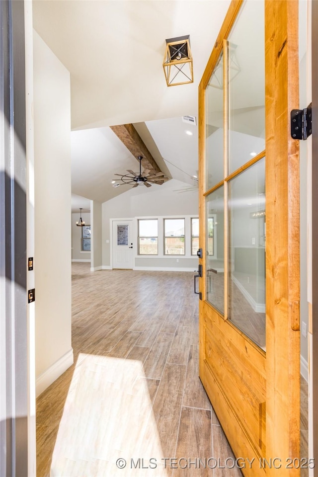 204 Maple Leaf, Durant, OK 74701 - foyer featuring wood finished floors, baseboards, and a ceiling fan