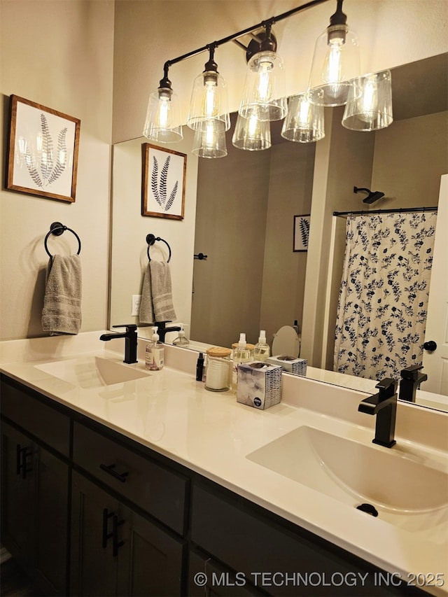 2721 S 8th St E, Broken Arrow, OK 74012 - full bathroom featuring double vanity and curtained shower