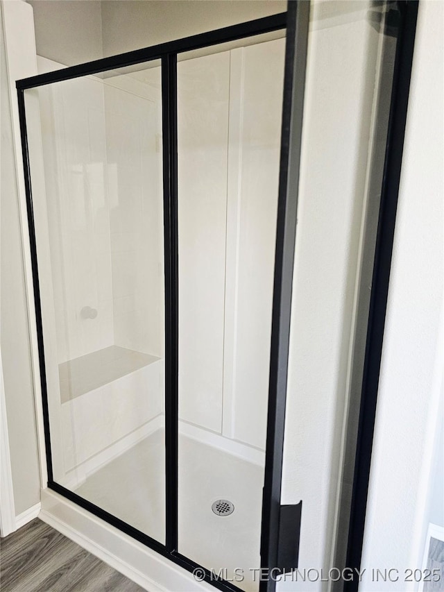 2721 S 8th St E, Broken Arrow, OK 74012 - full bath featuring a shower stall and wood finished floors