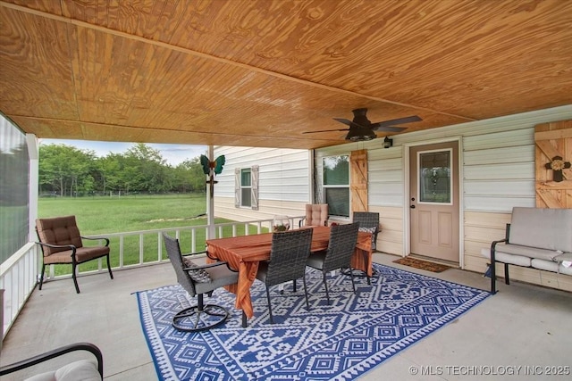 10627 Old Willis, Kingston, OK 73439 - view of patio with a ceiling fan and outdoor dining space
