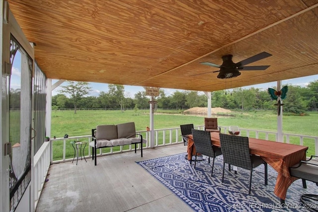 10627 Old Willis, Kingston, OK 73439 - view of patio / terrace with outdoor dining space and ceiling fan