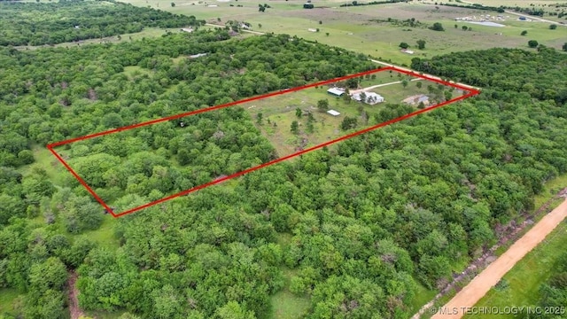 10627 Old Willis, Kingston, OK 73439 - overview of rural landscape featuring property parcel outlined and a heavily wooded area