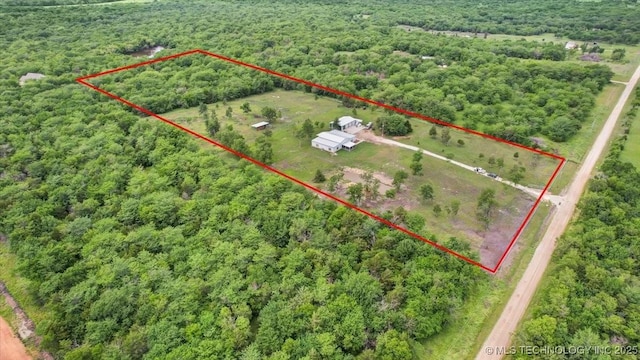 10627 Old Willis, Kingston, OK 73439 - aerial view of property and surrounding area with property boundaries highlighted