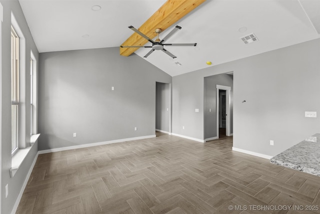 empty room featuring baseboards and a ceiling fan