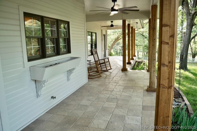 15373 N Javine Hill Rd, Skiatook, OK 74070 - covered porch with ceiling fan