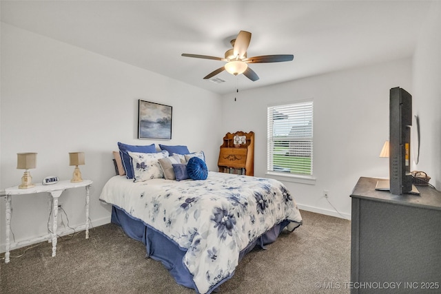 2621 S Catalayah Ln, Claremore, OK 74019 - carpeted bedroom featuring baseboards and a ceiling fan