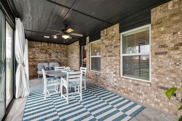 2621 S Catalayah Ln, Claremore, OK 74019 - view of patio / terrace with a ceiling fan and outdoor lounge area