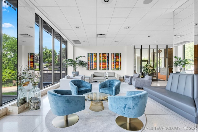 lobby with a paneled ceiling