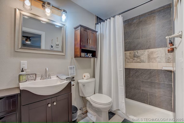 555 Williams Dr, Eufaula, OK 74432 - full bath featuring toilet, tiled shower, and vanity