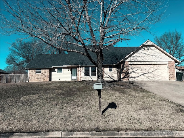 2902 Hilltop Ave, Muskogee, OK 74403 - ranch-style house with a garage, brick siding, and concrete driveway