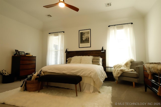 118 W 130th Pl S, Jenks, OK 74037 - carpeted bedroom with lofted ceiling and a ceiling fan