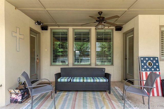 2835 E 104th St, Tulsa, OK 74137 - view of patio with a ceiling fan and outdoor lounge area
