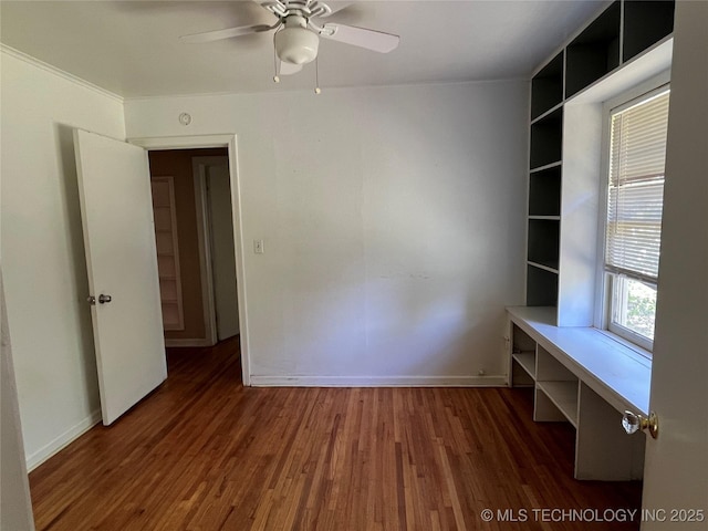 1506 E 46th Pl, Tulsa, OK 74105 - unfurnished room with wood finished floors, baseboards, and ceiling fan