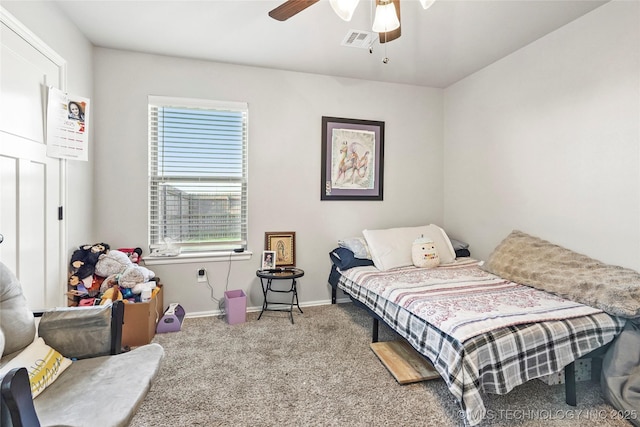 2661 S Catalayah Ln, Claremore, OK 74019 - bedroom featuring carpet flooring, baseboards, and a ceiling fan