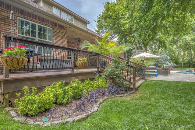 7333 S 286th E Ave, Broken Arrow, OK 74014 - view of yard featuring a patio and a wooden deck