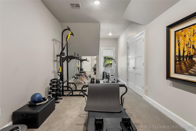 6830 E 109th St, Tulsa, OK 74133 - workout room featuring carpet floors, baseboards, and recessed lighting