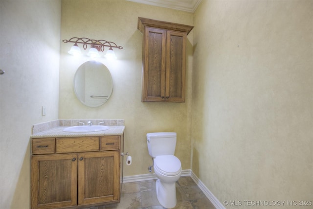 14832 S 53rd E Ave, Bixby, OK 74008 - half bath with toilet, vanity, crown molding, and baseboards