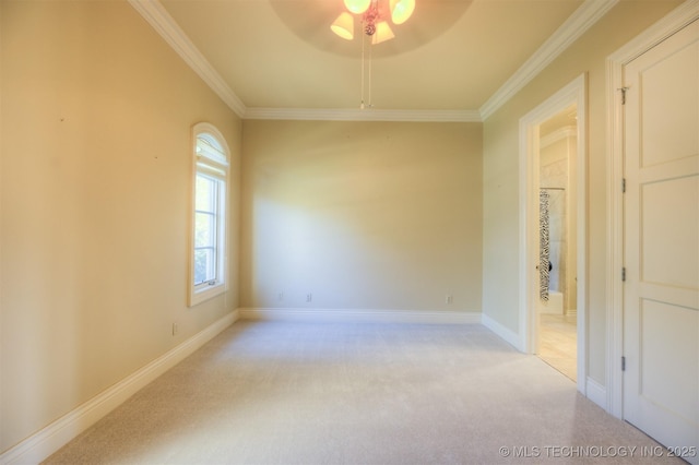 14832 S 53rd E Ave, Bixby, OK 74008 - empty room with a ceiling fan, light carpet, ornamental molding, and baseboards