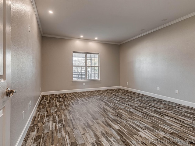 15412 E 78th St N, Owasso, OK 74055 - unfurnished room featuring wood finished floors, ornamental molding, baseboards, and recessed lighting