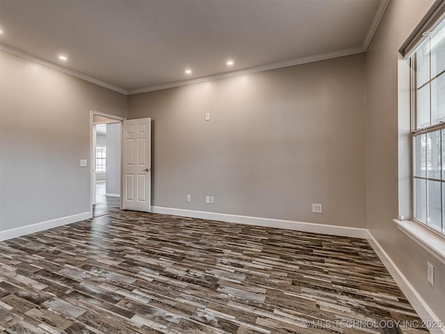 15412 E 78th St N, Owasso, OK 74055 - unfurnished room featuring crown molding, dark wood finished floors, and baseboards
