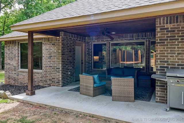 117683 Powell Rd, Eufaula, OK 74432 - view of patio with a ceiling fan and outdoor lounge area