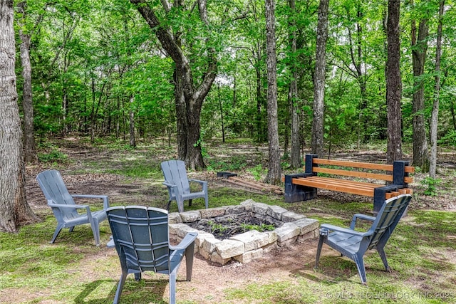 117683 Powell Rd, Eufaula, OK 74432 - view of yard featuring an outdoor fire pit