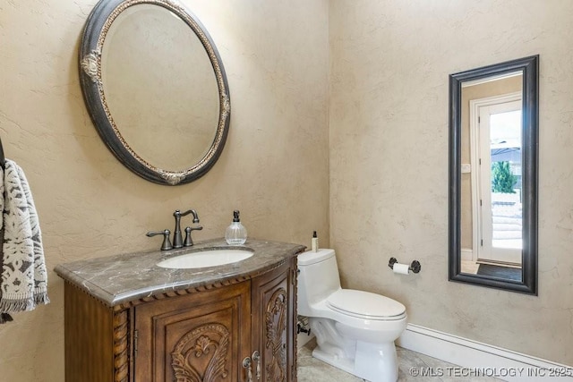 716 W 108th Pl S, Jenks, OK 74037 - half bathroom with toilet, vanity, and tile patterned flooring