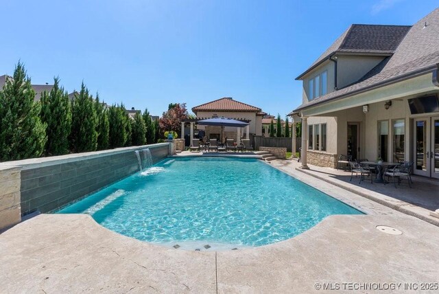 716 W 108th Pl S, Jenks, OK 74037 - view of pool with a patio, fence, and french doors