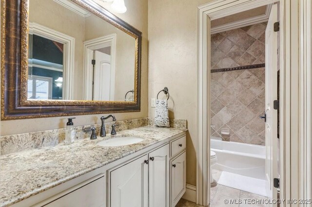 716 W 108th Pl S, Jenks, OK 74037 - bathroom with vanity, toilet, and washtub / shower combination