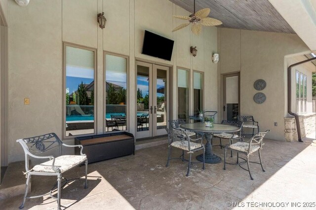 716 W 108th Pl S, Jenks, OK 74037 - view of patio with french doors and ceiling fan
