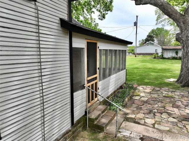 216 Belt Ave, Eufaula, OK 74432 - view of property exterior featuring entry steps and a yard