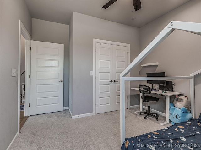 13606 S 21st Pl E, Bixby, OK 74008 - bedroom with carpet, baseboards, and ceiling fan