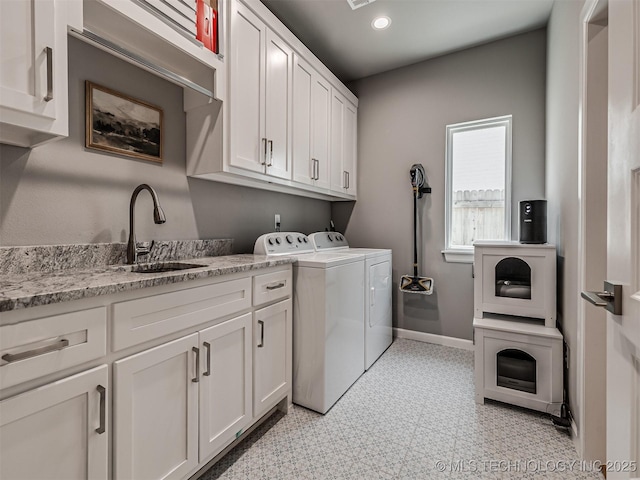 13606 S 21st Pl E, Bixby, OK 74008 - clothes washing area with independent washer and dryer, cabinet space, recessed lighting, baseboards, and light floors