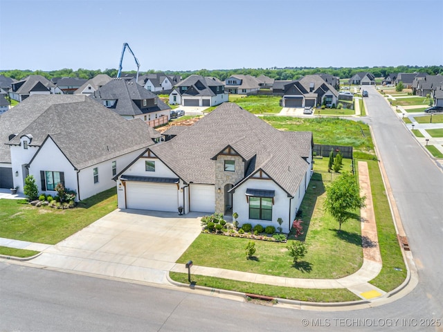 13606 S 21st Pl E, Bixby, OK 74008 - view of front of home with a residential view, stucco siding, concrete driveway, and a shingled roof