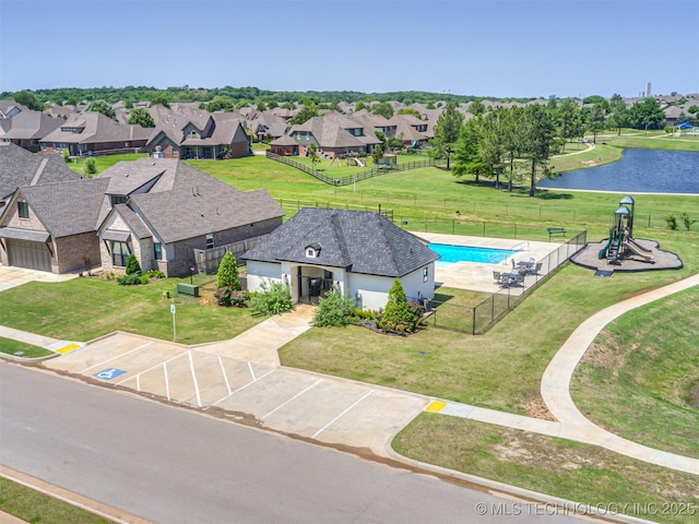 13606 S 21st Pl E, Bixby, OK 74008 - aerial view of residential area with a large body of water and a pool