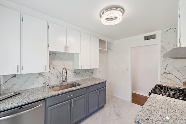 5433 S Boston Ave, Tulsa, OK 74105 - kitchen with a sink, dishwasher, tasteful backsplash, and white cabinetry