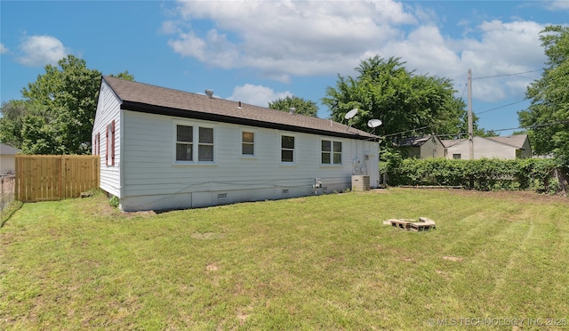 5433 S Boston Ave, Tulsa, OK 74105 - back of house with crawl space, central AC unit, and a shingled roof