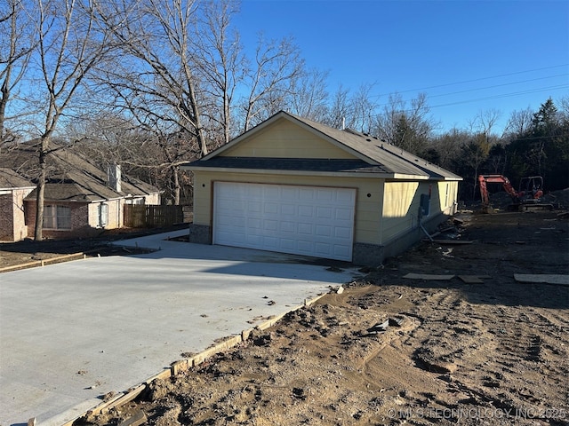 view of detached garage