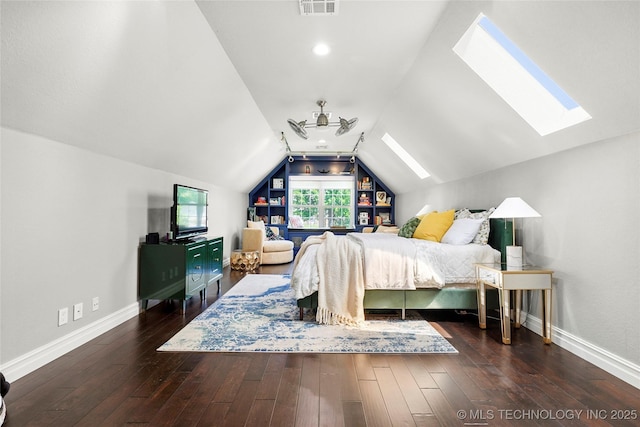 10105 S 72nd E Ave, Tulsa, OK 74133 - bedroom with a skylight, hardwood / wood-style flooring, baseboards, and lofted ceiling