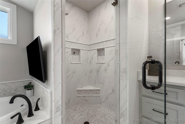 10616 N 81st E Pl, Owasso, OK 74055 - full bathroom with a marble finish shower, a garden tub, and vanity