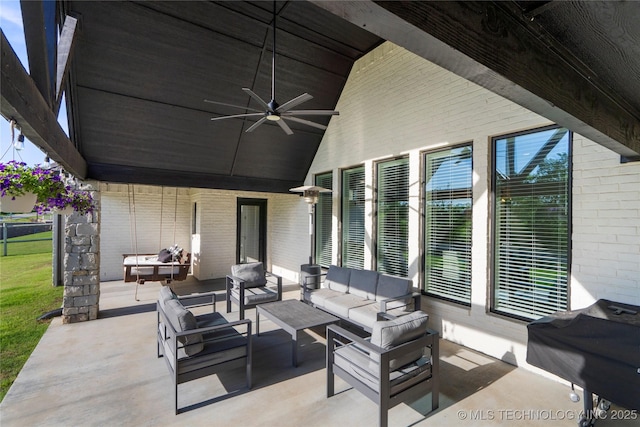 10616 N 81st E Pl, Owasso, OK 74055 - view of patio with ceiling fan, outdoor lounge area, and grilling area