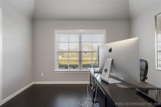 10616 N 81st E Pl, Owasso, OK 74055 - home office with baseboards and dark wood finished floors